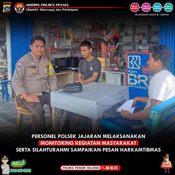 Interaksi Modal Utama Menyerap Aspirasi Kamtibmas di Masyarakat Dengan cara Sentuhan Langsung Bhabinkamtibmas Polsek Jajaran Polres Pessel