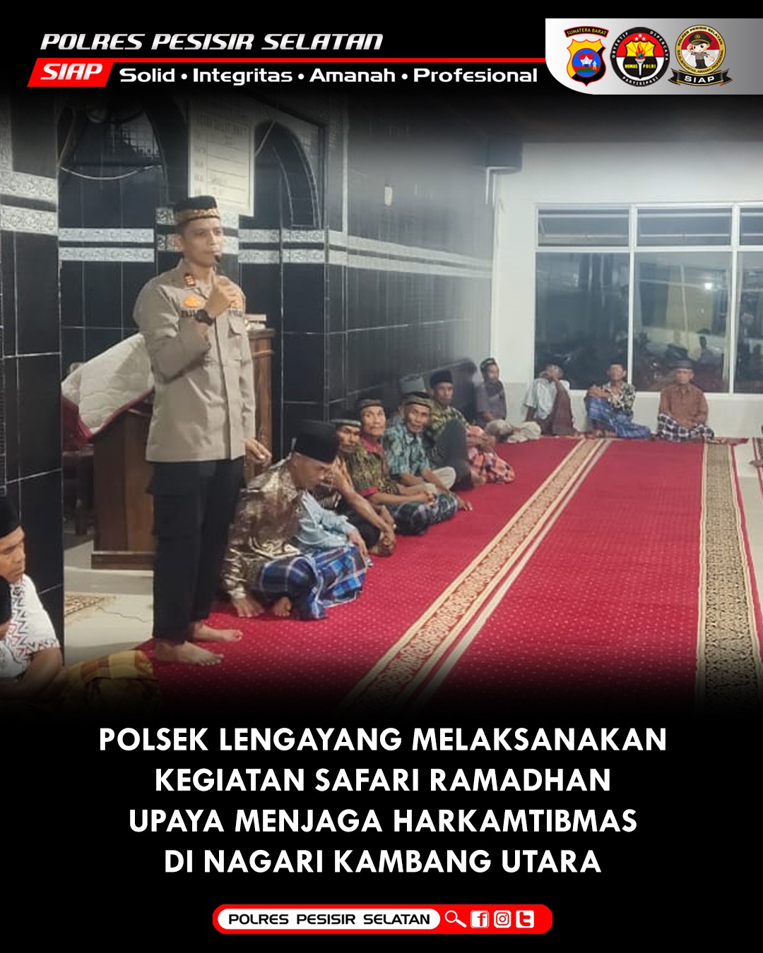Personel Polsek Lengayang Gelar Safari Ramadhan untuk Jaga Kamtibmas.