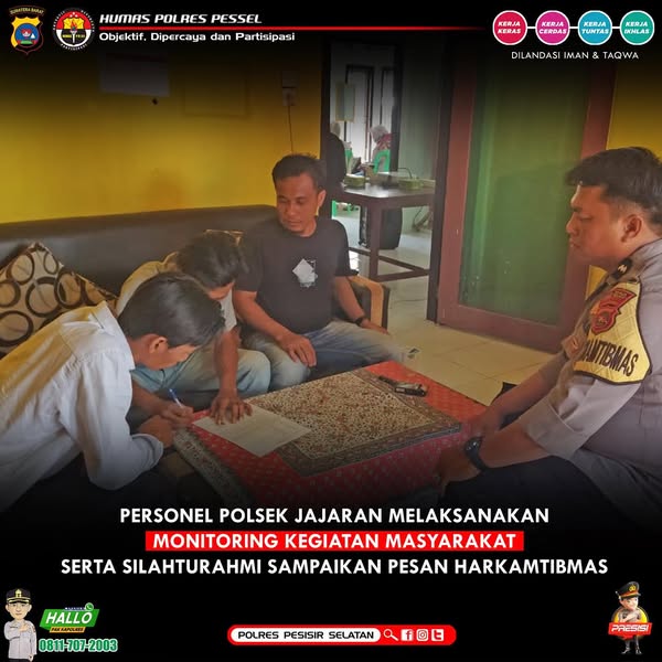 Jalin Komunikasi dan Dukungan Moril Bhabinkamtibmas Polsek Jajaran Polres Pessel Untuk Harkamtibmas di Kabupaten Pesisir Selatan
