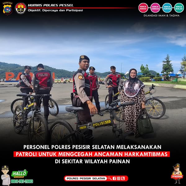 Pererat Kemitraan dan Mencegah Aksi Kriminalitas Sat Samapta Polres Pessel Gelar Patroli Bersepeda