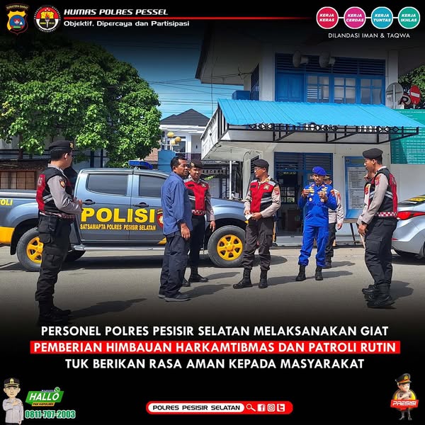 Mencegah Kejahatan 3C Serta Meminimalisir Kriminalitas Polres Pessel Siagakan Tim D Ke Sentra Perekonomian dan Objek Wisata