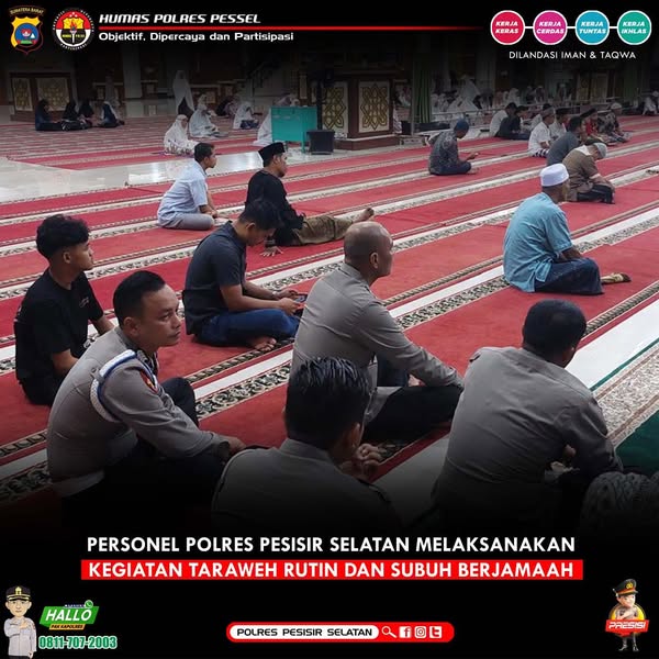 Manfaatkan Ramadan 1446 H Polres Pessel Gelar Rutinitas Sholat Tarawih Bersama di Mesjid Nurul Hidayah