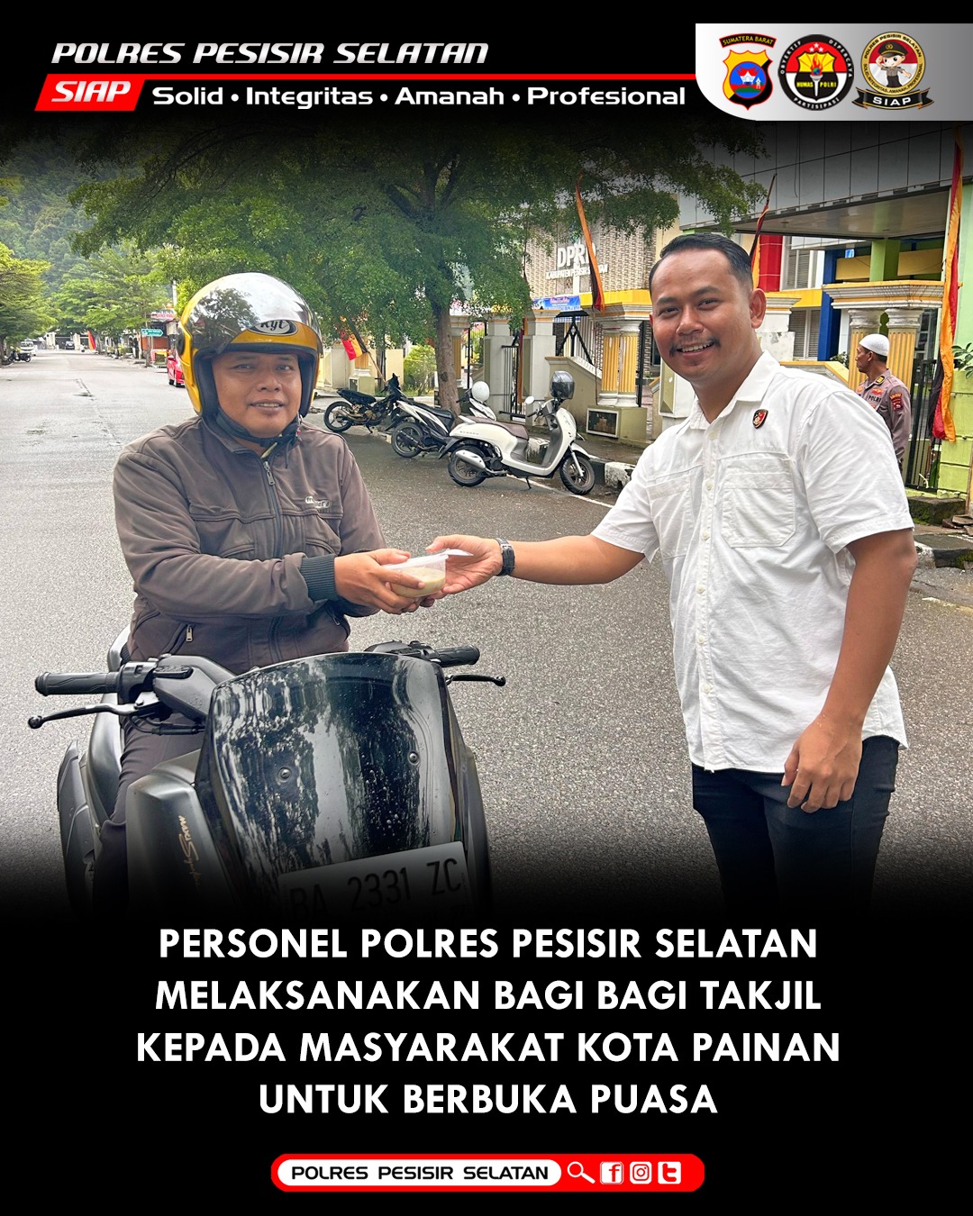 Indahnya Berbagi di Bulan Yang Suci, Polres Pessel Kembali Bagikan Takjil Lewat 5 Satker