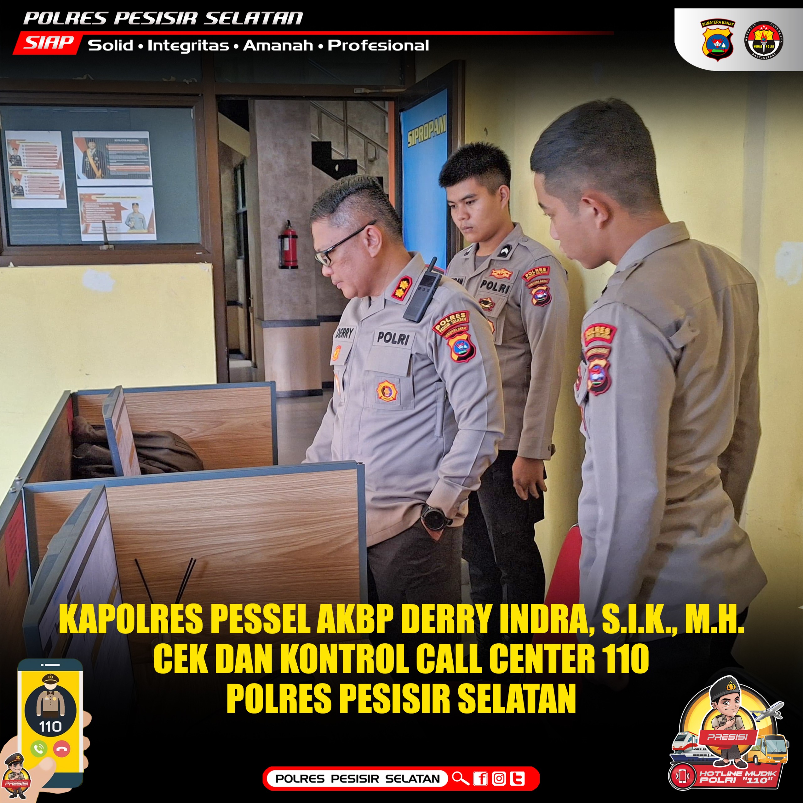 Optimalkan Persiapan Mudik Lebaran 2025 Kapolres Pessel Sosialisasikan Call Center Layanan Polri 110 
