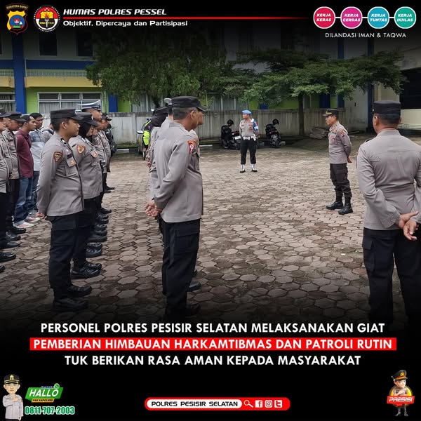 Himbauan Tertib Berlalu Lintas dan Mencegah Terjadinya Gangguan Kamtibmas Polres Pessel Siagakan Tim A di Akhir Pekan