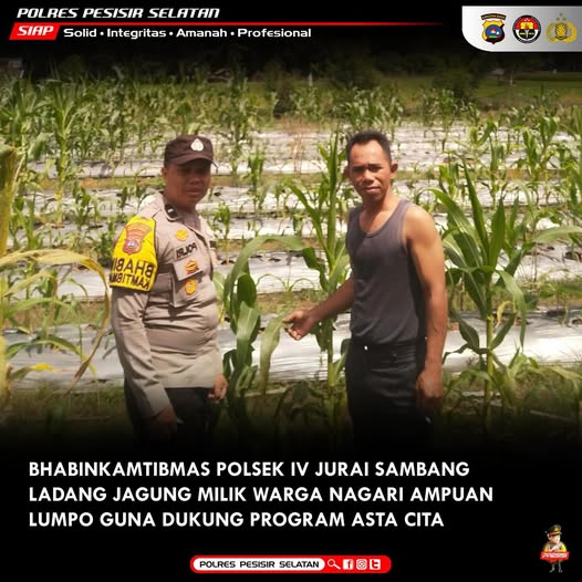 Bhabinkamtibmas Polsek IV JURAI Sambangi Petani Jagung, Dukung Ketahanan Pangan.