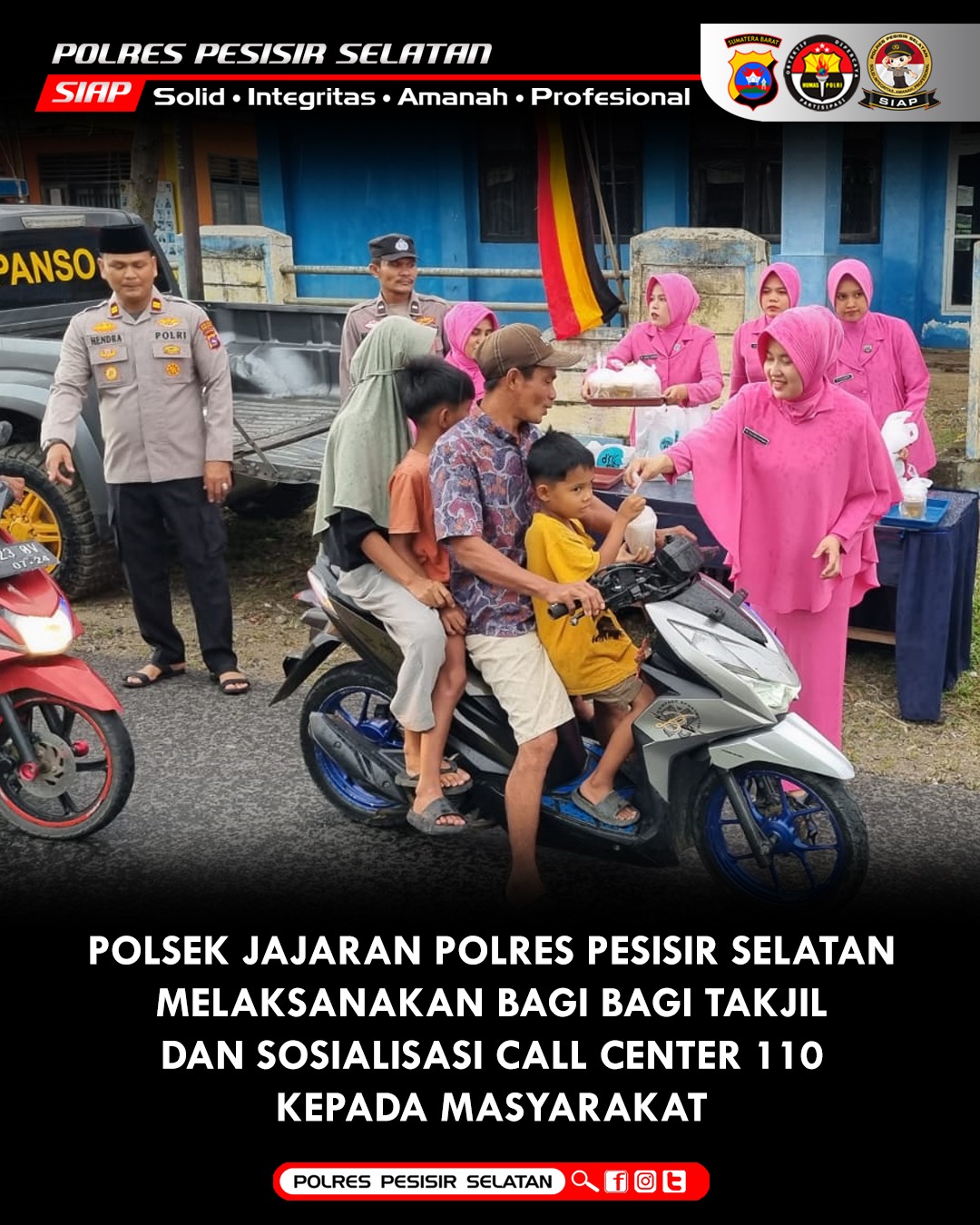 Indahnya Berbagi di Bulan Yang Suci Polsek Sutera dan Polsek Pancung Soal Berbagi Takjil, Bukber dan Sosialisasi Hotline 110