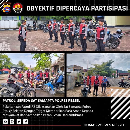 Wujudkan Sitkamtibmas Kota Painan Yang Kondusif KBO Sat Samapta Polres Pessel Pimpin Patroli R2 Presisi