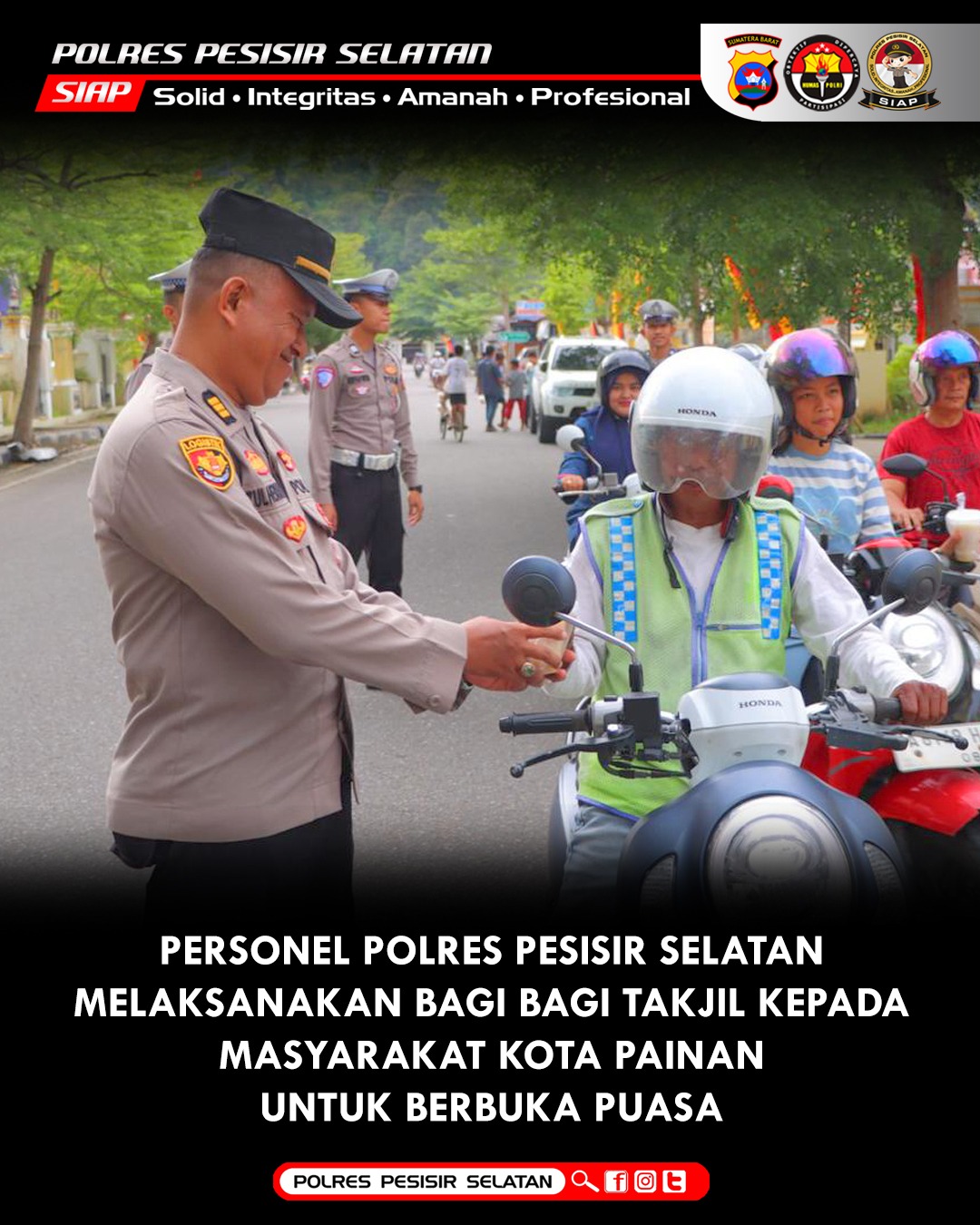 Polres Pessel Kembali Bagikan Takjil Lewat Satker Bag Log dan Pamobvit 