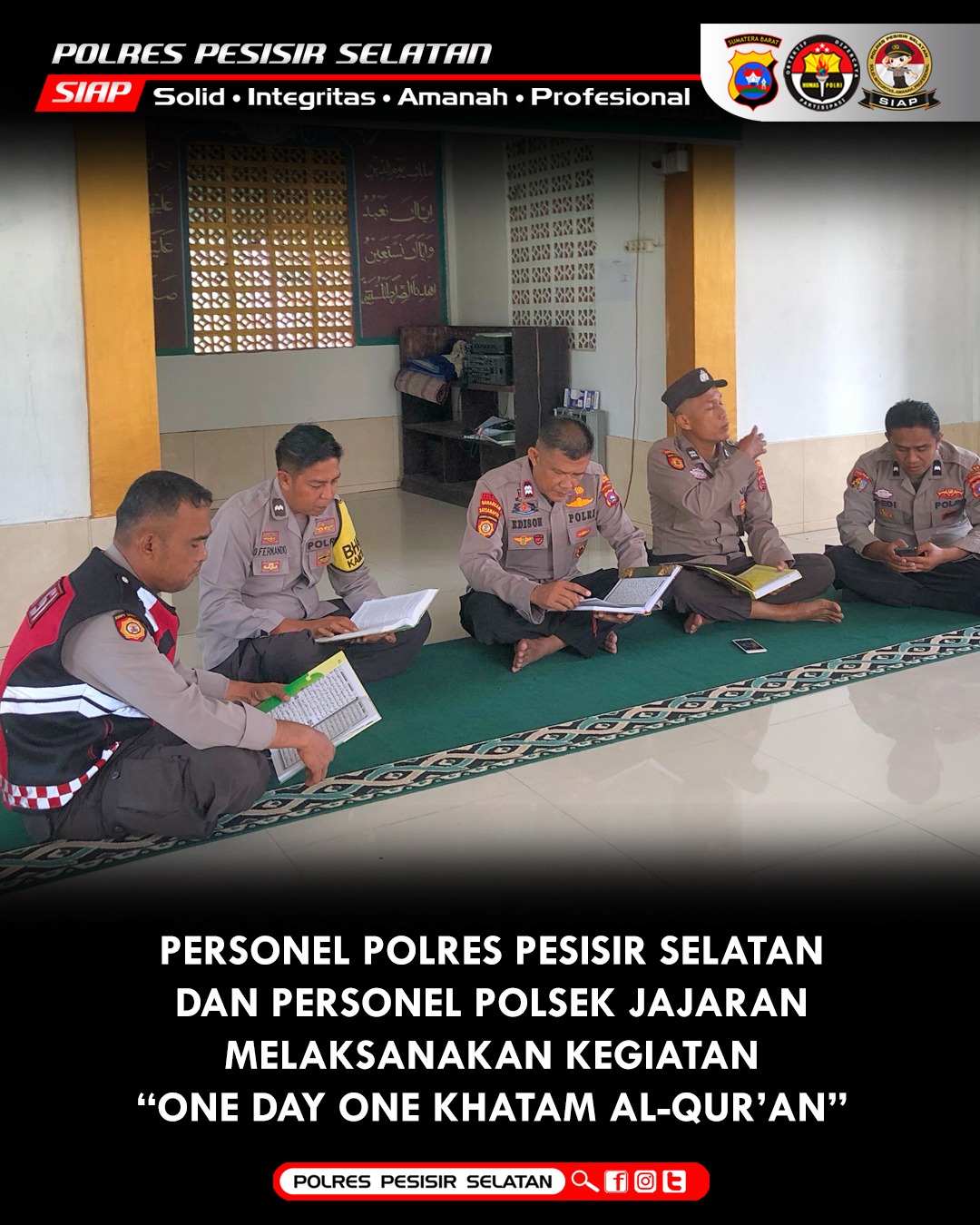 Progam Kapolda Sumbar, One Day One Khatam Al-Qur'an Terus Berjalan, Perkuat Nilai Spiritual di Polres Pessel 