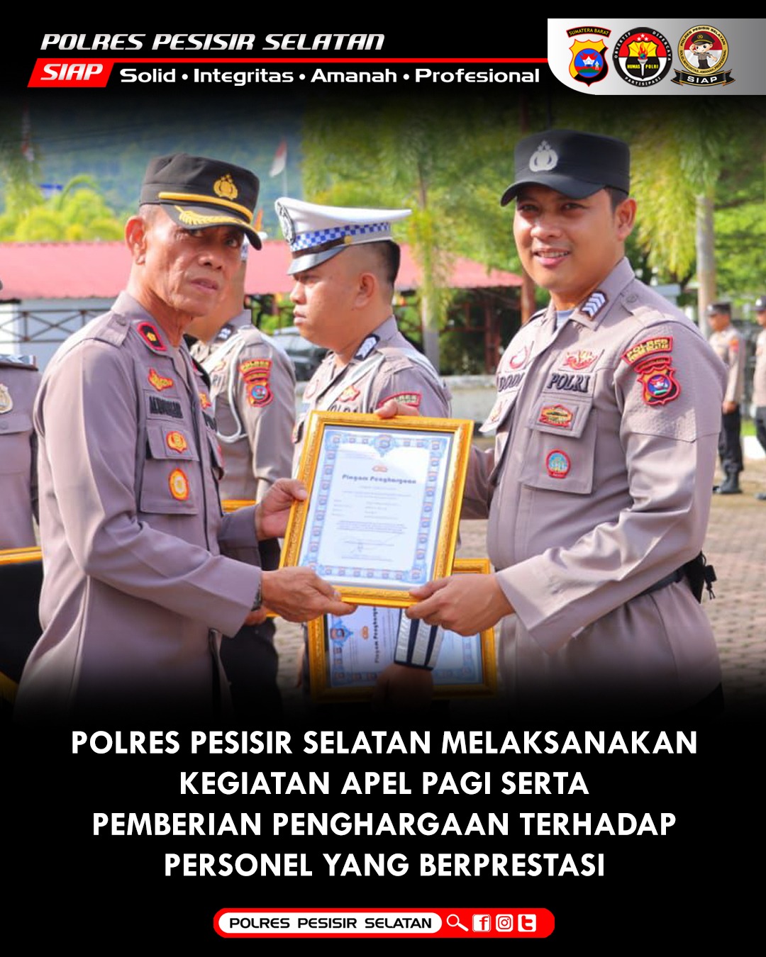 Tujuh Personel Polres Pessel Dianugerahi Penghargaan