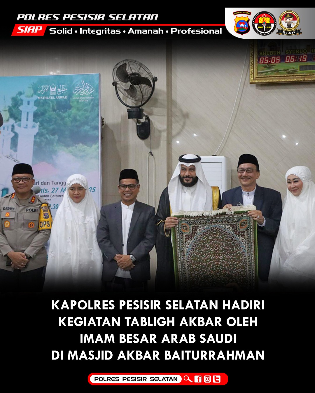 Kapolres Pessel Bersama Forkopimda Ikuti Tabligh Akbar Syiar Hadirkan Qori Internasional Abdurrahman Al Ausy