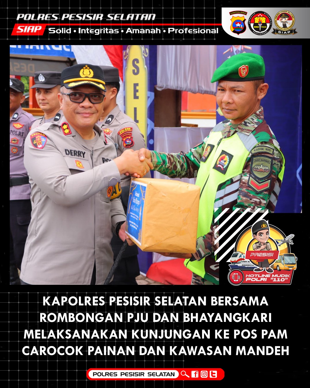 Kapolres Pesisir Selatan Kunjungi Pos Pengamanan Lebaran Idul Fitri 1446H.
