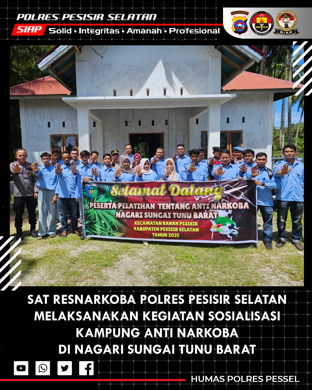Sat Resnarkoba Polres Pesisir Selatan Gelar Sosialisasi Bahaya Narkoba di Nagari Sungai Tunu Barat