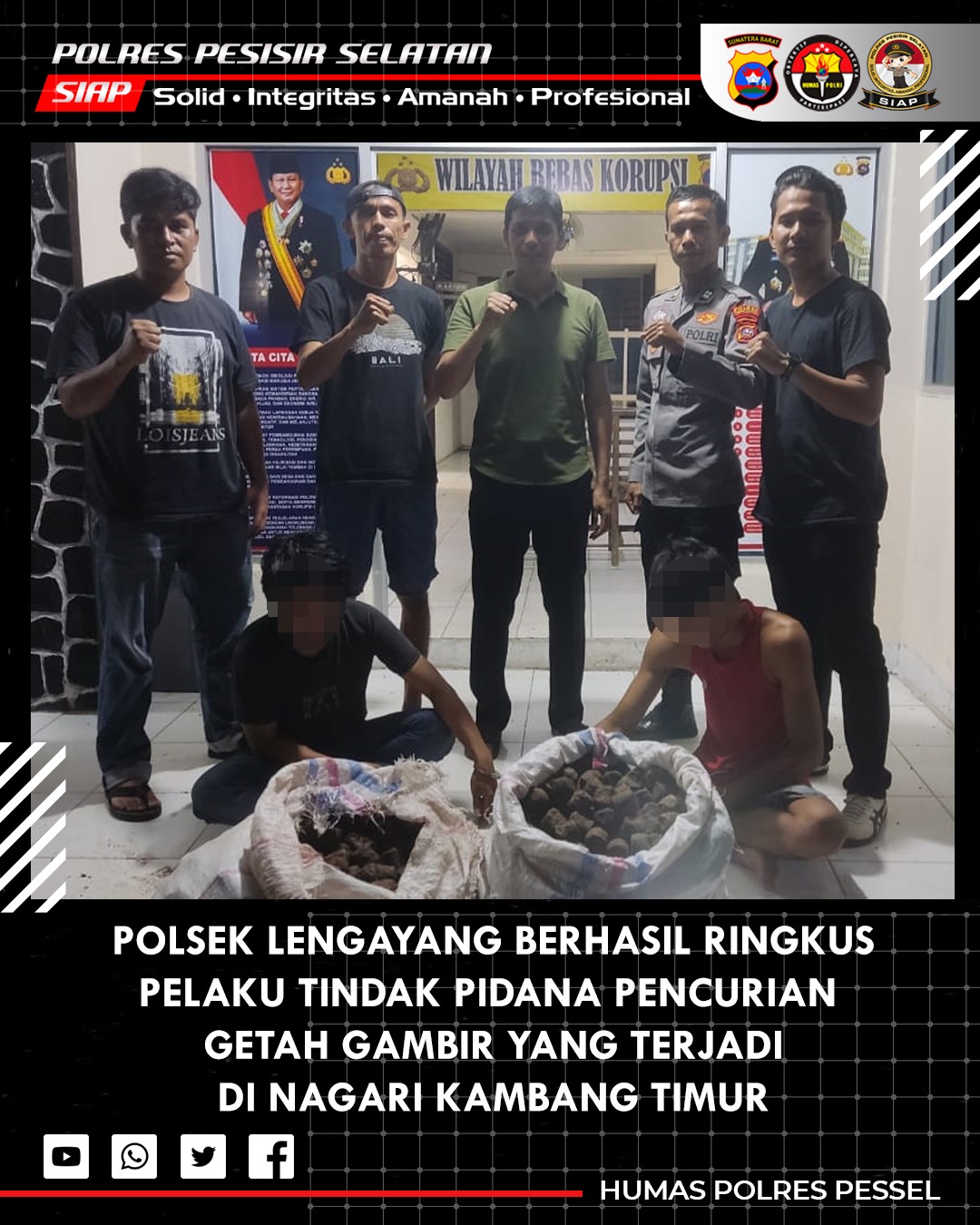 Polsek Lengayang Tangkap Dua Tersangka Pencuri Getah Gambir.