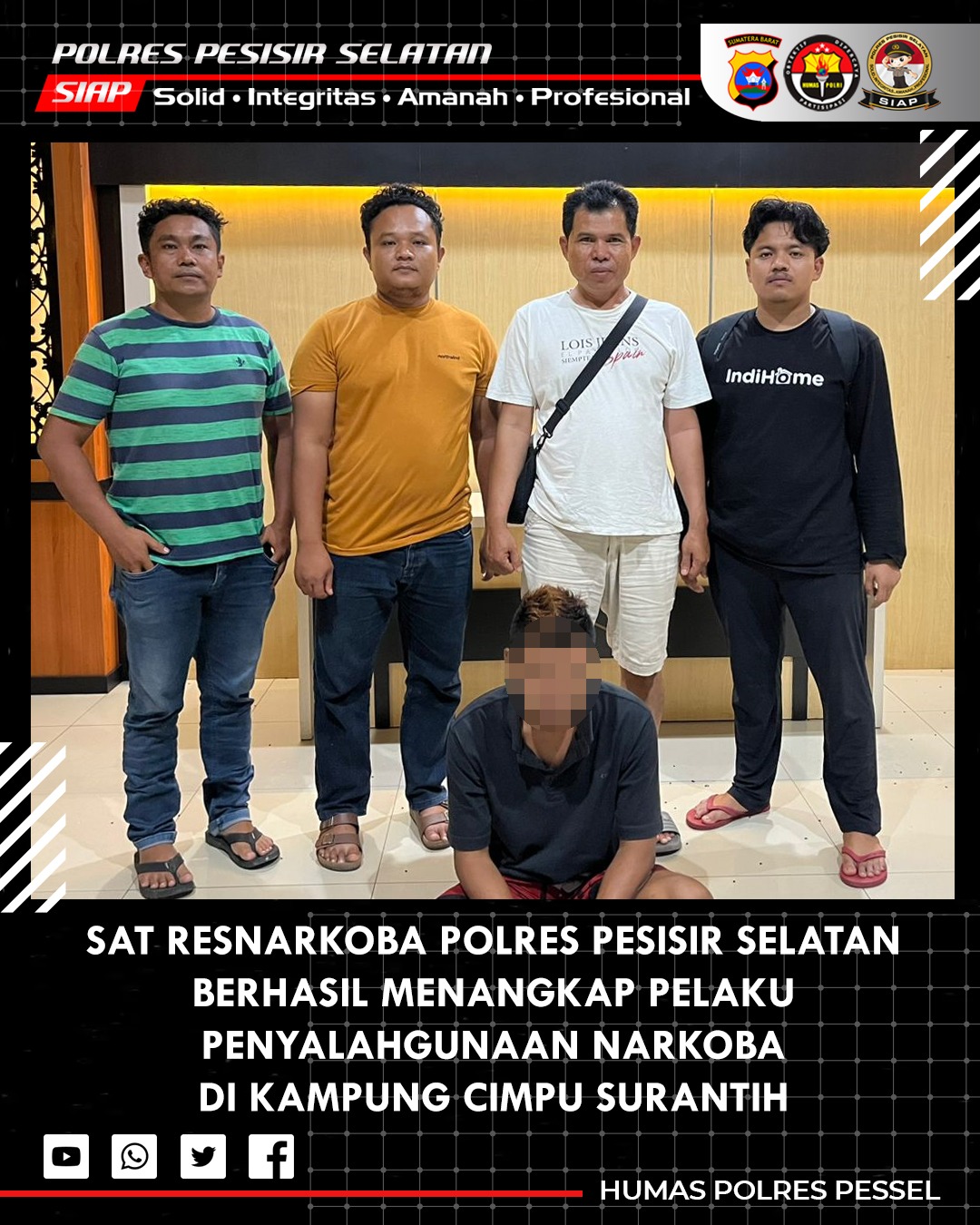 Pelaku Penyalahgunaan Narkotika Berhasil Ringkus Oleh Sat Resnarkoba Polres Pesisir Selatan di Kampung Cimpu Surantih