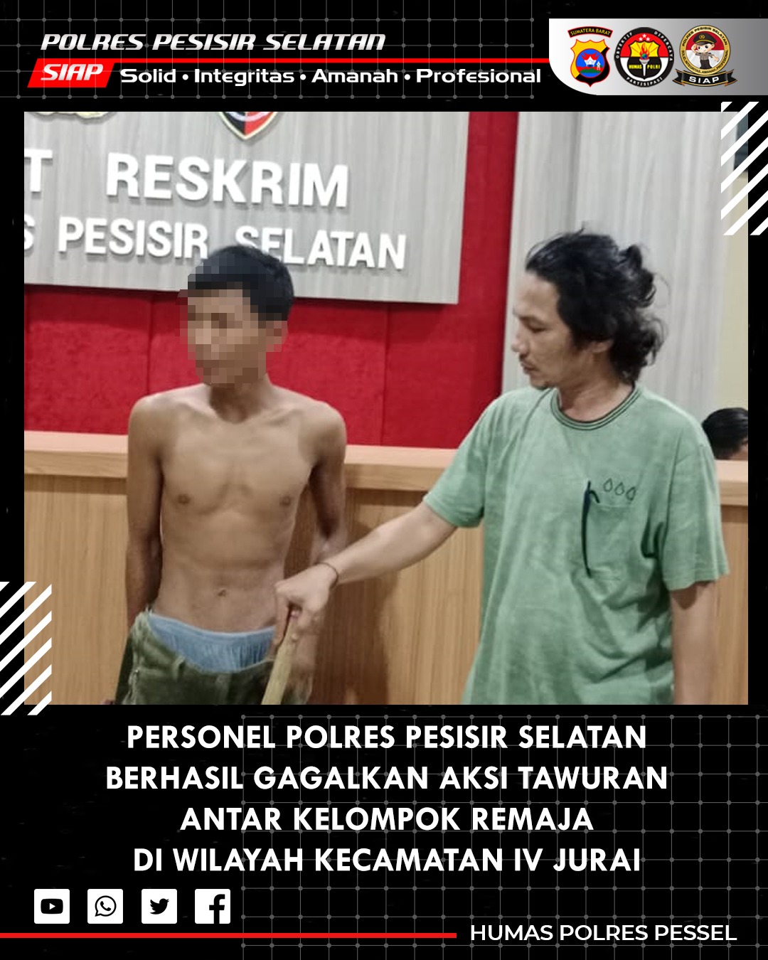 Polres Pesisir Selatan Gagalkan Aksi Tawuran Antar-Kelompok Remaja di Wilayah Pesisir Selatan