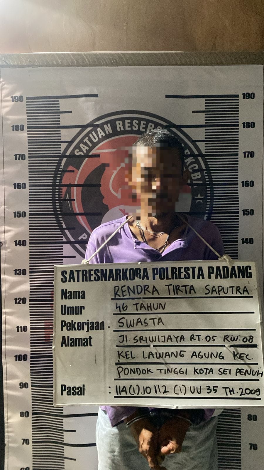 Polresta Padang Tangkap Pelaku Penyalahgunaan Narkotika Jenis Sabu