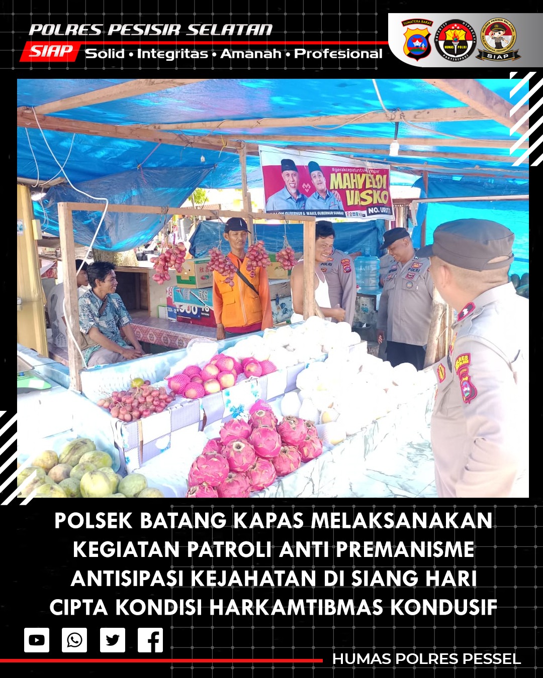 Kegiatan KRYD Polsek Batang Kapas untuk Antisipasi Kejahatan dan Premanisme Berjalan Aman dan Kondusif