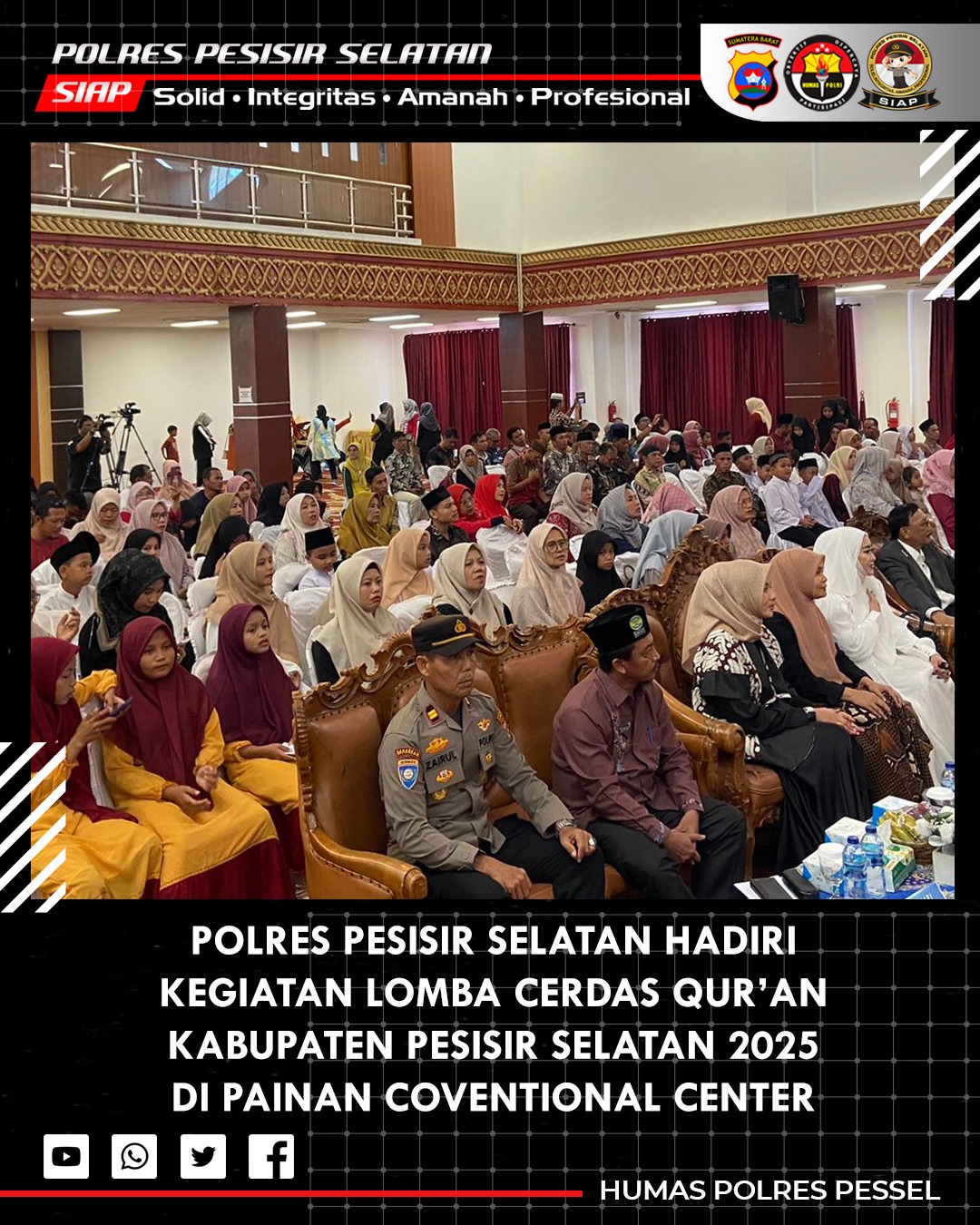 Polres Pesisir Selatan Dukung Suksesnya Acara Cerdas Quran 2025 Tingkat SD/MI dan SMP/MTs se-Kabupaten Pesisir Selatan