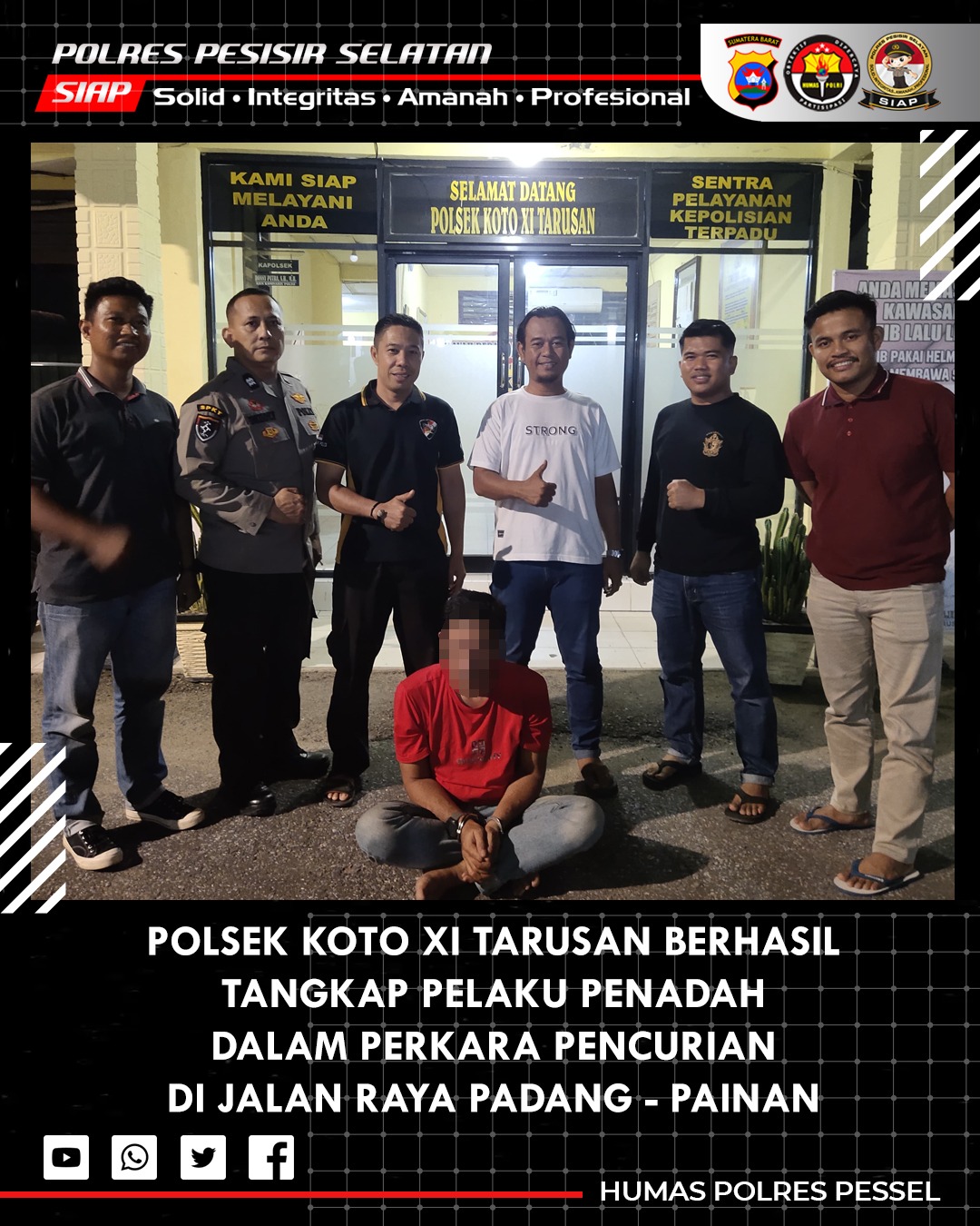 Unit Reskrim Polsek Koto XI Tarusan Berhasil Tangkap Pelaku Penadah dan Pertolongan Jahat Terkait Kasus Pencurian Mobil