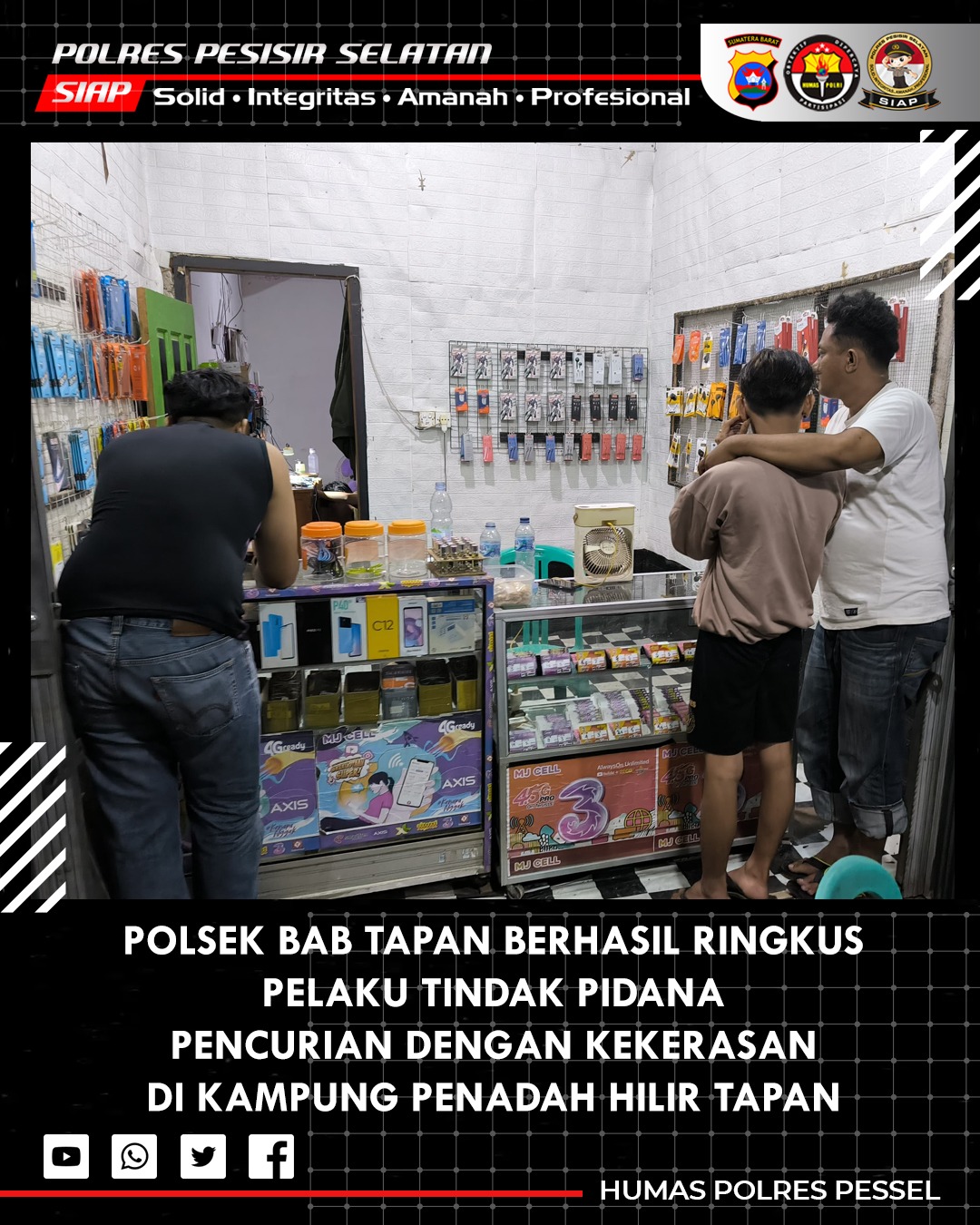 Polsek Basa Ampek Balai Tapan Tangkap Tiga Pelaku Curas, Termasuk Seorang Anak yang Berkonflik dengan Hukum