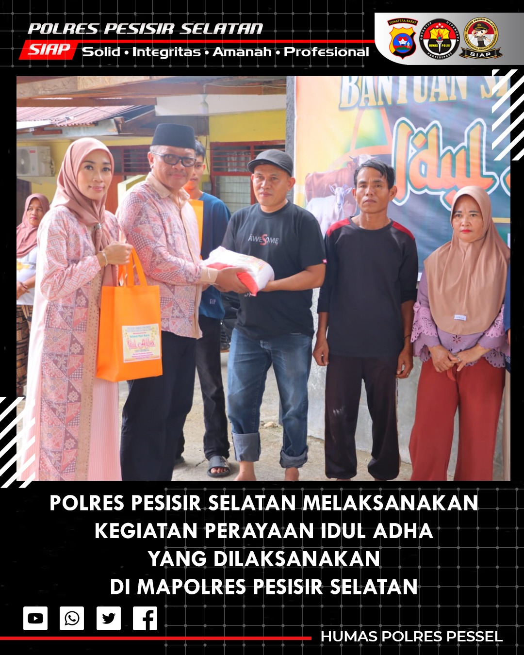 Polres Pesisir Selatan Gelar Penyembelihan Hewan Kurban dan Pembagian Sembako dalam Rangka Idul Adha 1446 H
