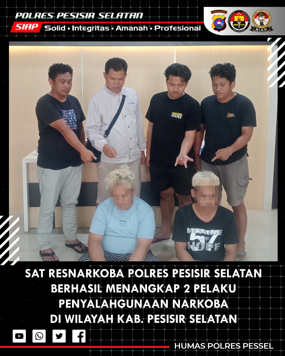 Satresnarkoba Polres Pessel Tangkap Dua Pelaku Pengedar Shabu di Surantih