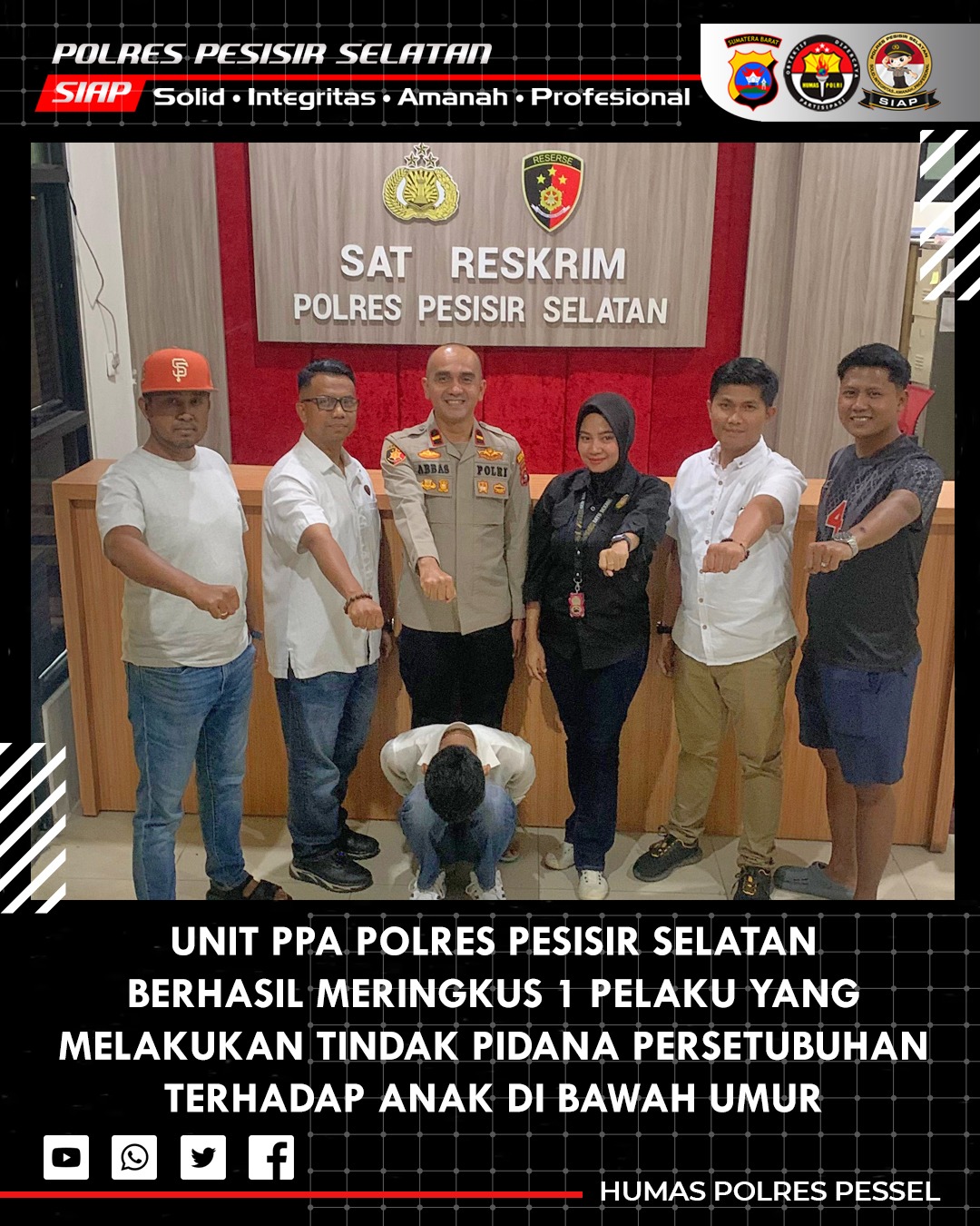 Sat Reskrim Polres Pessel Tangkap Pelaku Dugaan Persetubuhan terhadap Anak di Bawah Umur
