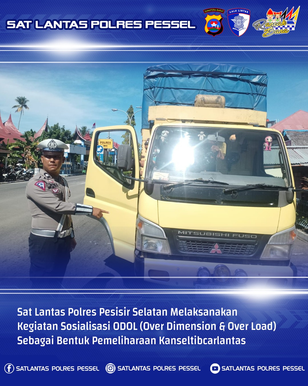 Satlantas Polres Pesisir Selatan Gelar Sosialisasi Over Dimensi dan Over Load Kepada Pengemudi Angkutan Barang