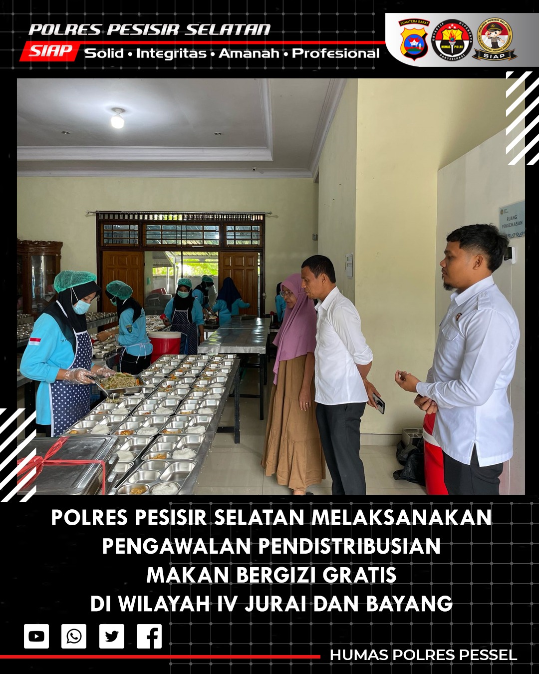 Polres Pesisir Selatan Kawal Pendistribusian Makan Bergizi Gratis di Kecamatan IV Jurai dan Bayang