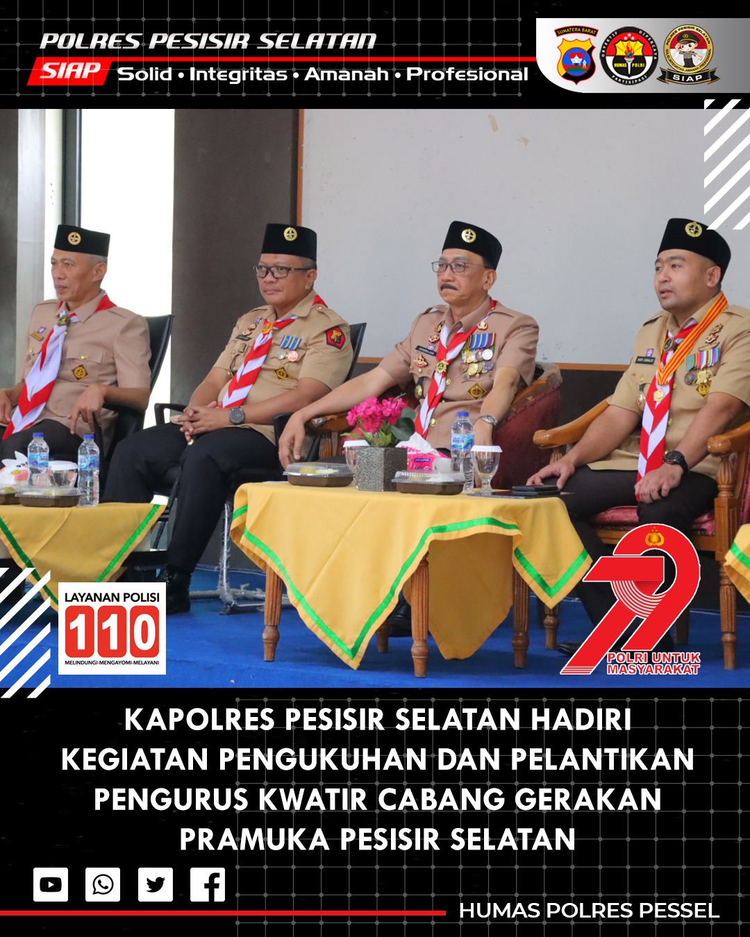 Kapolres Pesisir Selatan Hadiri Pelantikan Pengurus Kwarcab Gerakan Pramuka Pesisir Selatan Masa Bakti 2021–2026
