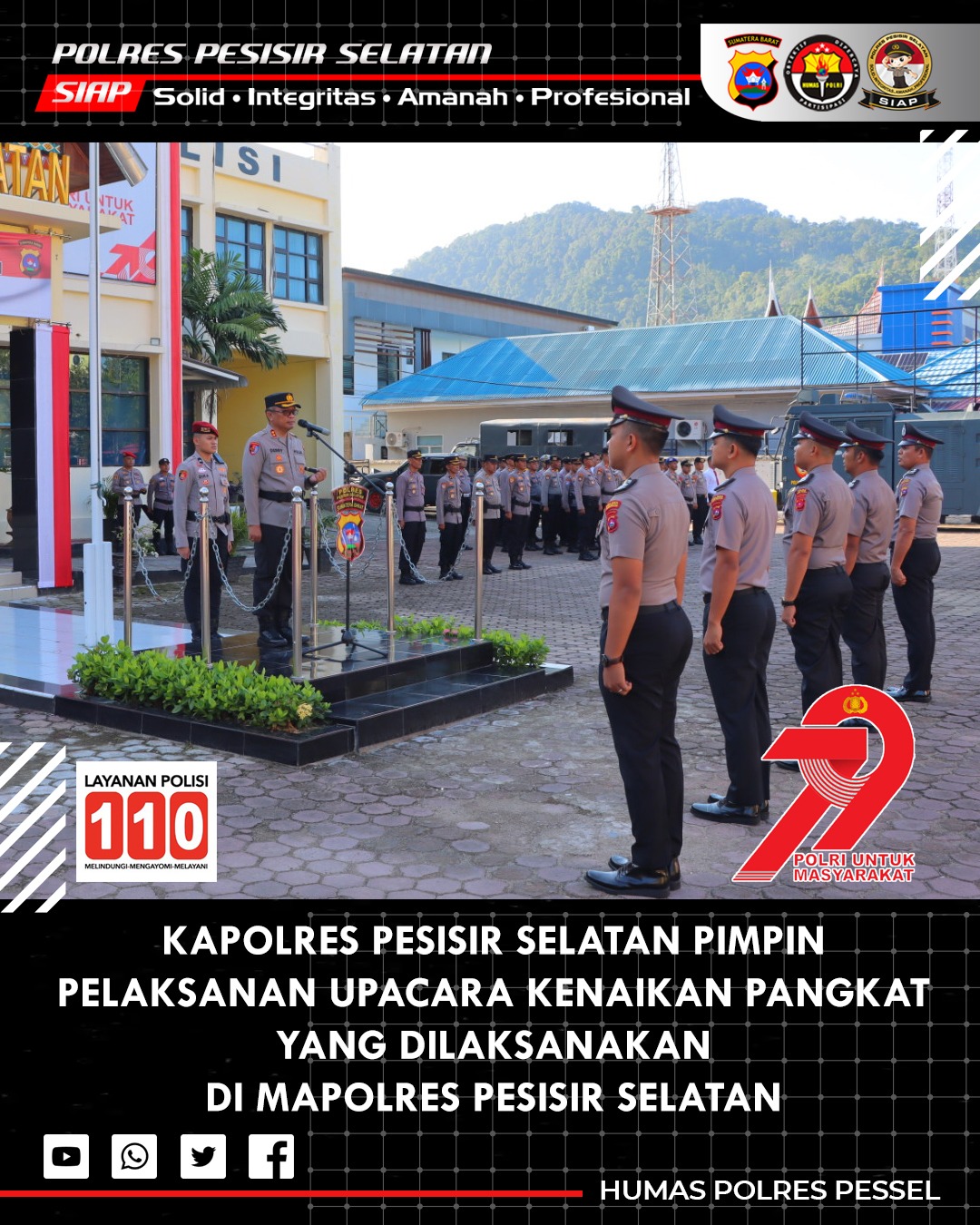 Kapolres Pesisir Selatan Pimpin Kenaikan Pangkat 51 Bintara, Momen Penting Pengabdian