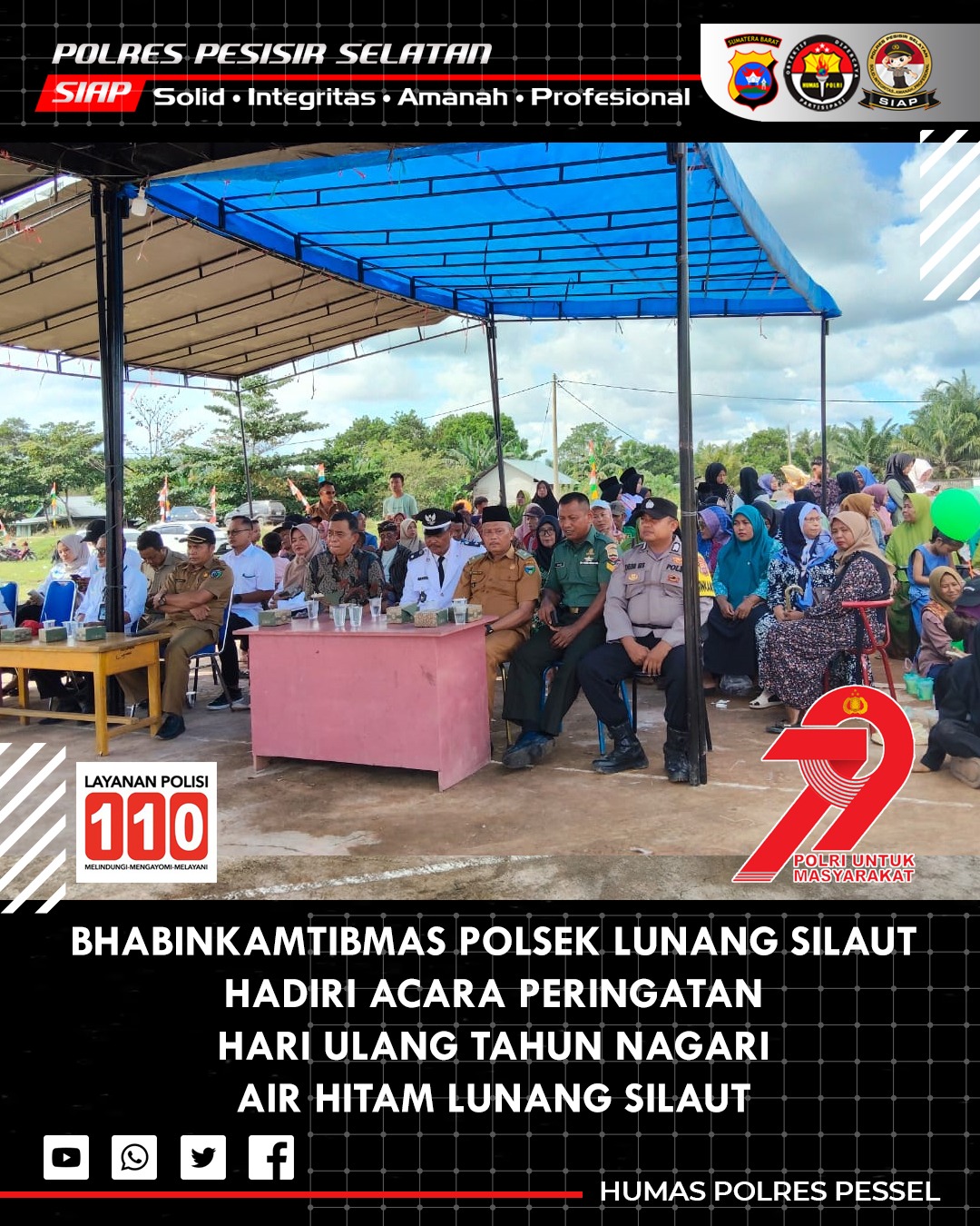Peringatan Hari Ulang Tahun Nagari Air Hitam Silaut Dimulai Meriah, Bhabinkamtibmas Polsek Lunang Silaut Hadir