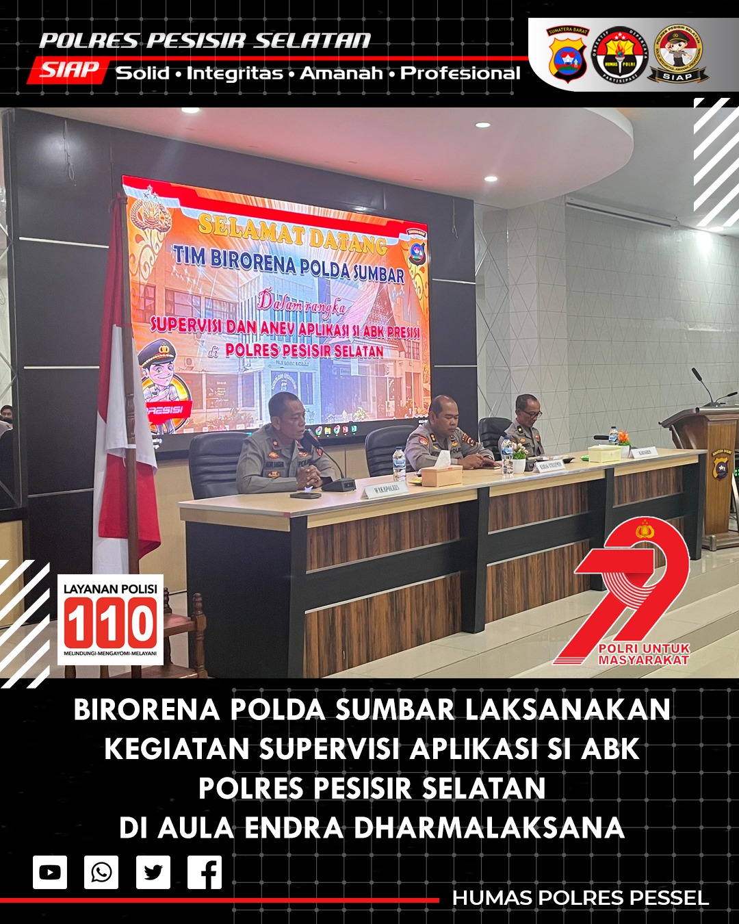 Pesisir Selatan – Tim Biro perencanaan dan anggaran (Birorena) Polda Sumatera Barat (Sumbar)