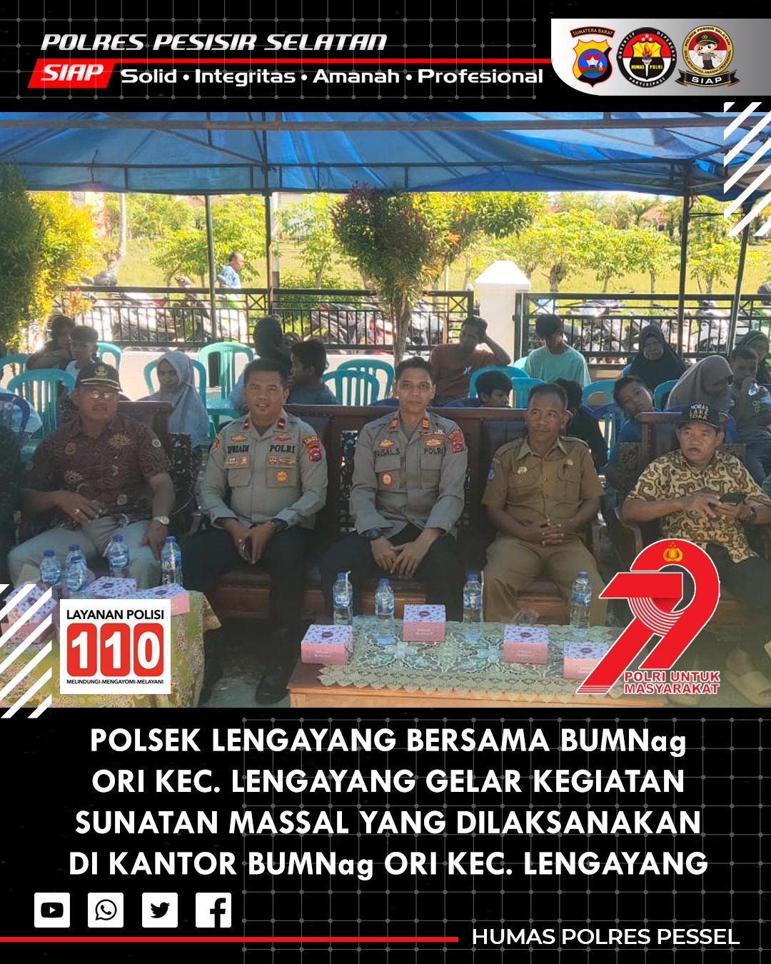 Polsek Lengayang Hadiri Kegiatan Sunatan Massal, Wujud Sinergi dengan BUMNagMA ORI dan Puskesmas Kambang