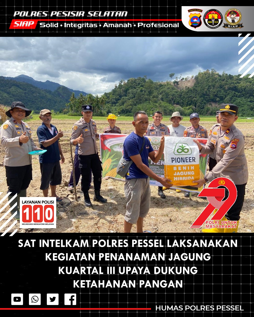 Sat Intelkam Polres Pesisir Selatan Dukung Ketahanan Pangan Melalui Penanaman Jagung Serentak