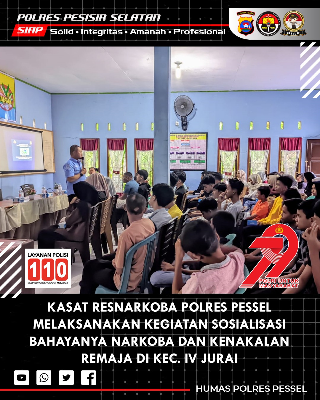 Satresnarkoba Polres Pessel Gelar Sosialisasi Bahaya Narkoba dan Kenakalan Remaja