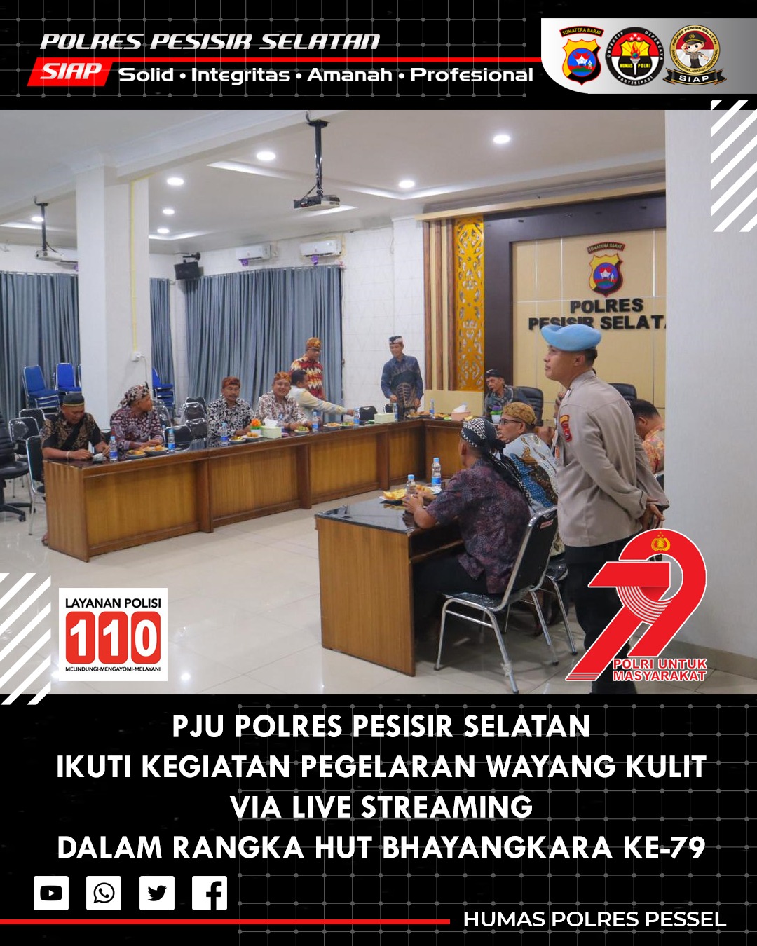 Hari Bhayangkara Ke-79: Polres Pesisir Selatan Saksikan Pagelaran Wayang Kulit 