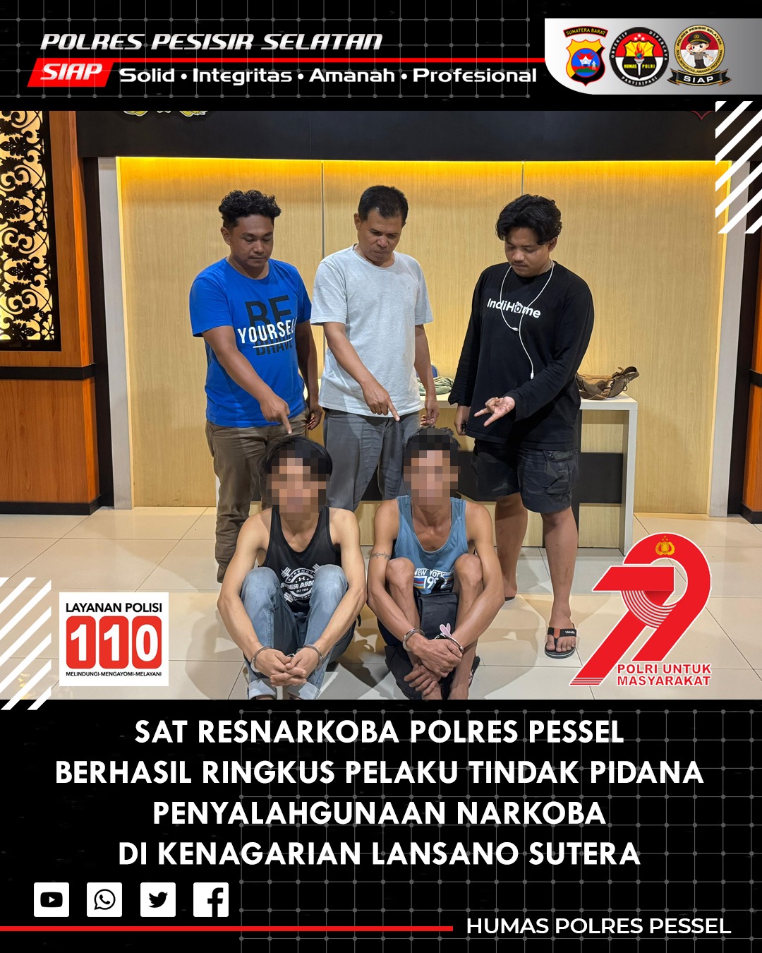 Satresnarkoba Polres Pesisir Selatan Tangkap Dua Tersangka Narkoba dalam Sehari, Ganja dan Sabu Diamankan