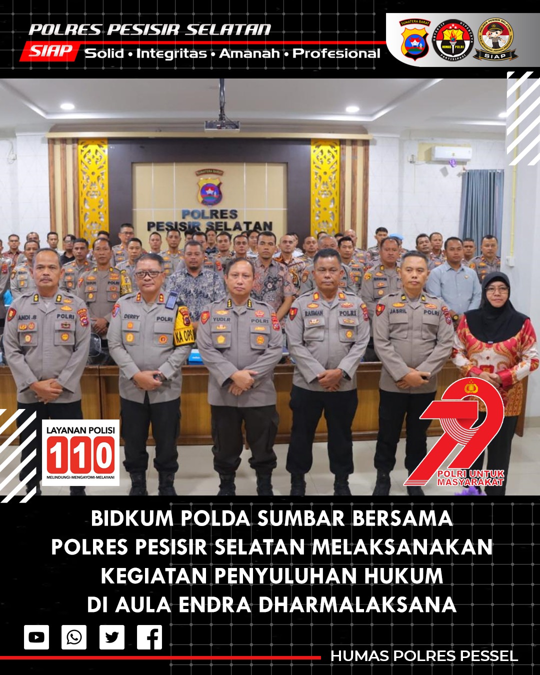 Bidkum Polda Sumbar Gelar Penyuluhan Hukum di Polres Pesisir Selatan