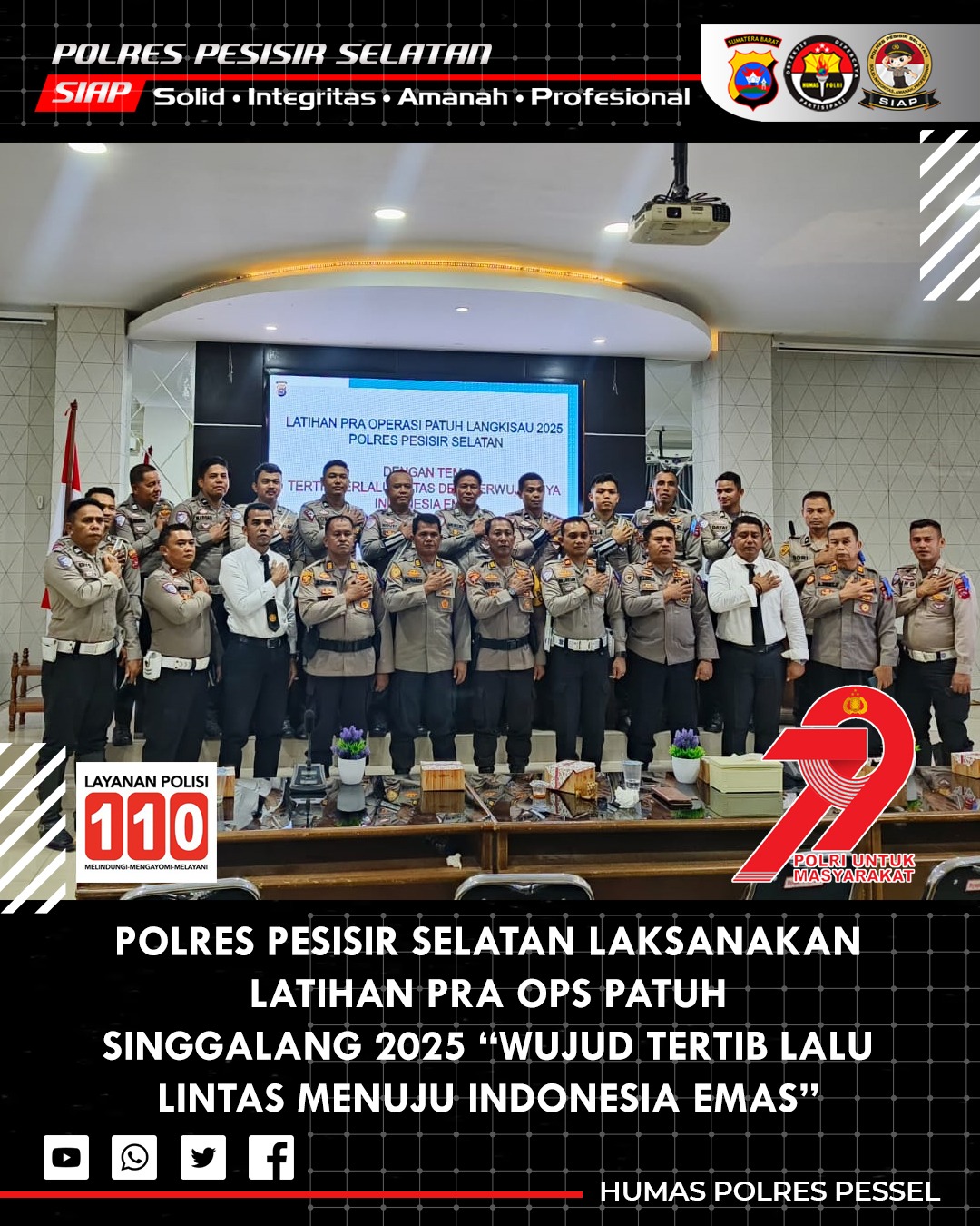 Polres Pesisir Selatan Gelar Lat Pra Operasi Patuh Langkisau 2025, Siap Tingkatkan Disiplin Berlalu Lintas