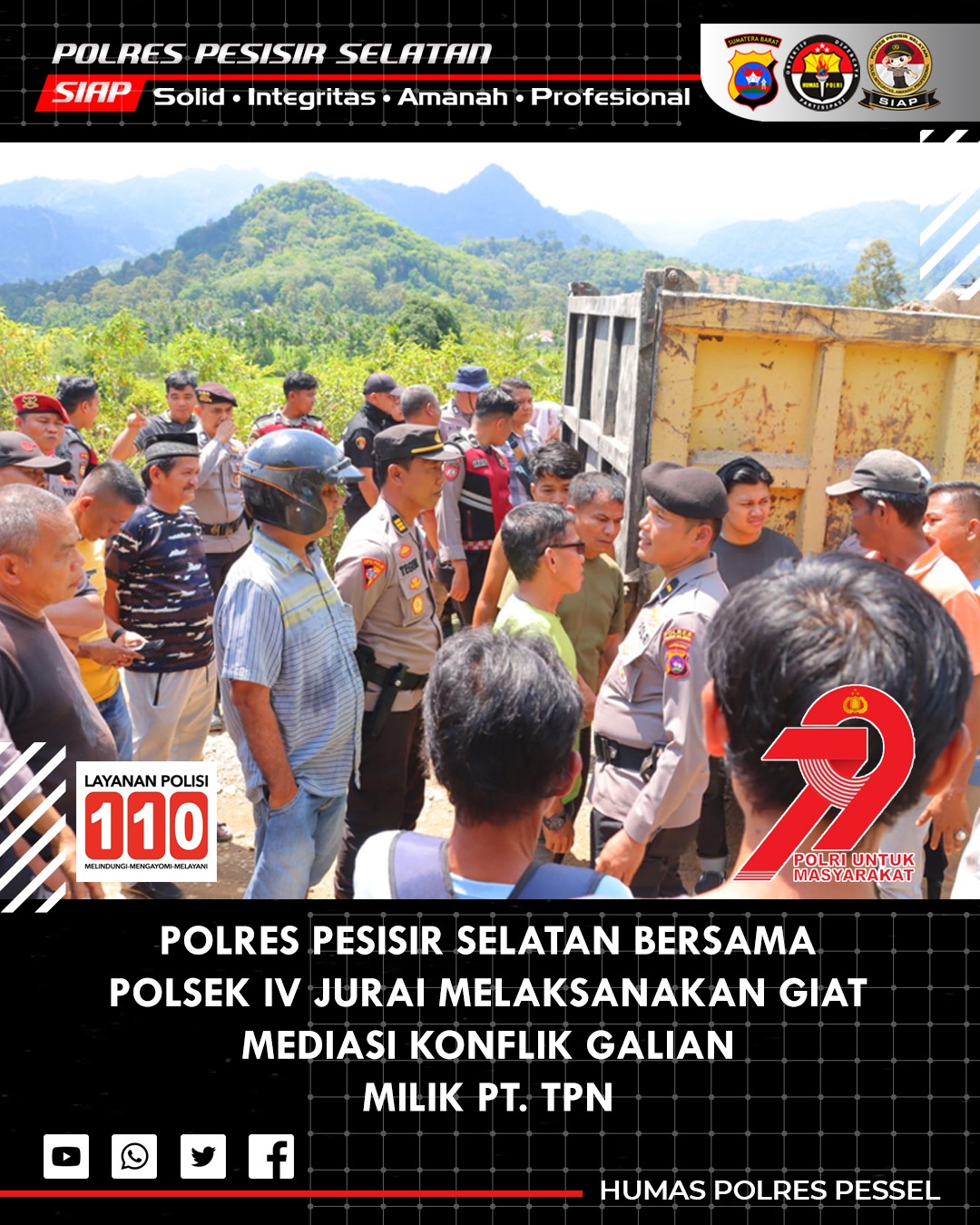 Polres Pesisir Selatan dan Polsek IV Jurai Mediasi Konflik Galian C, Hentikan Operasi PT Tiga Padusi Nusantara Sementara