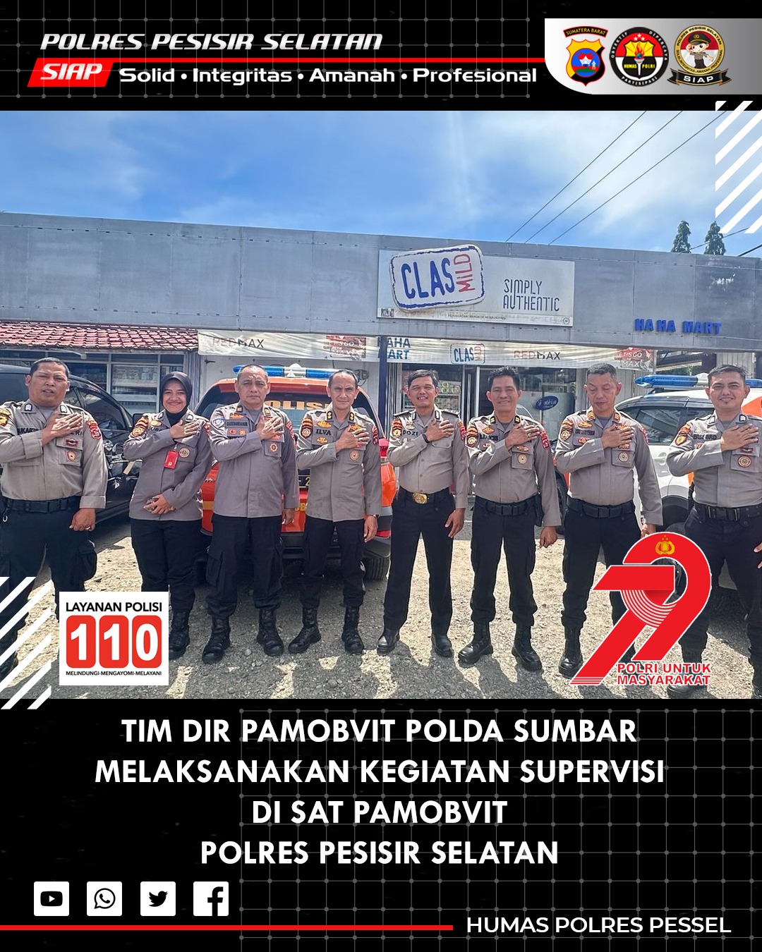 Direktorat Pamobvit Polda Sumbar Gelar Supervisi di Sat Pamobvit Polres Pesisir Selatan
