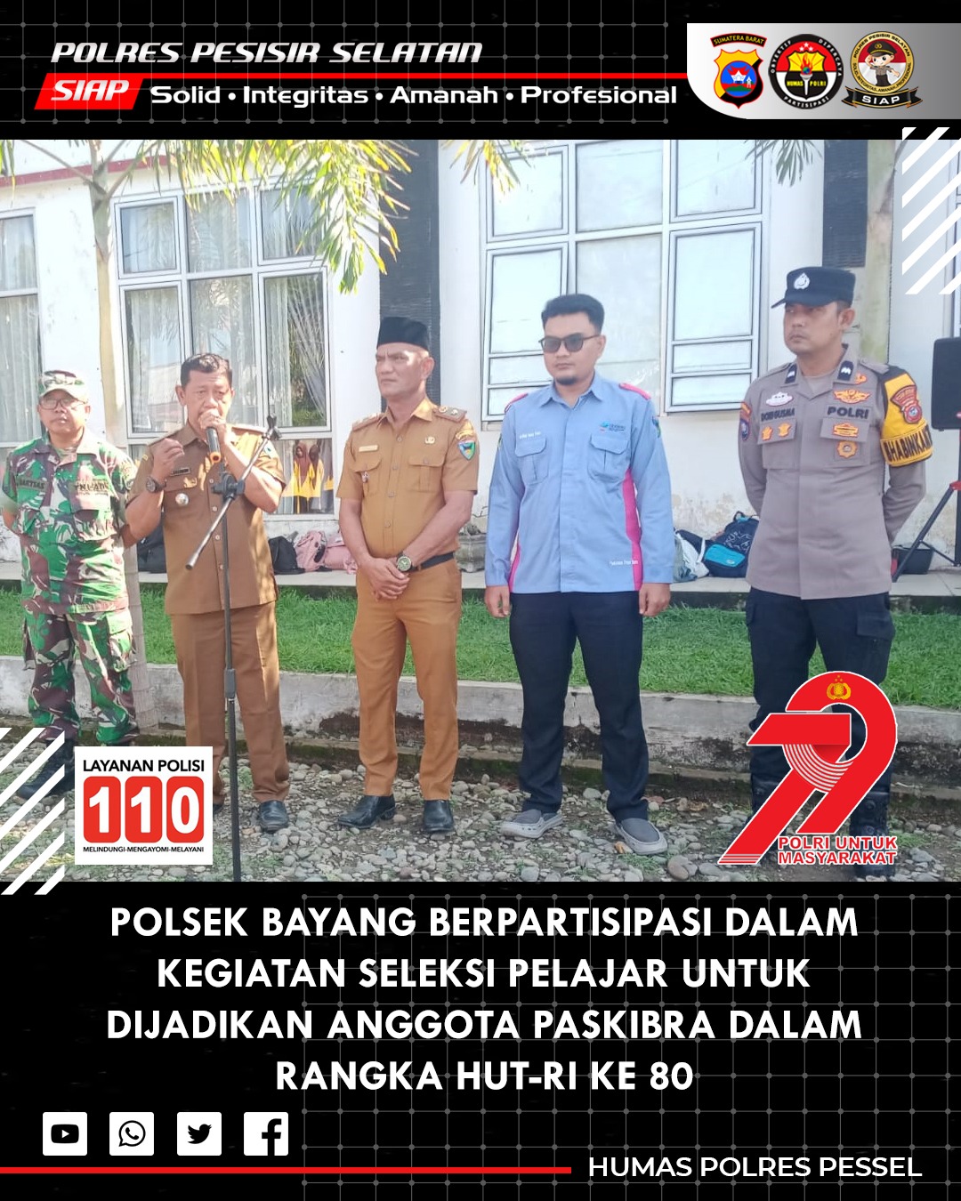 Polsek Bayang Dukung Seleksi Calon Paskibra untuk HUT RI ke-80