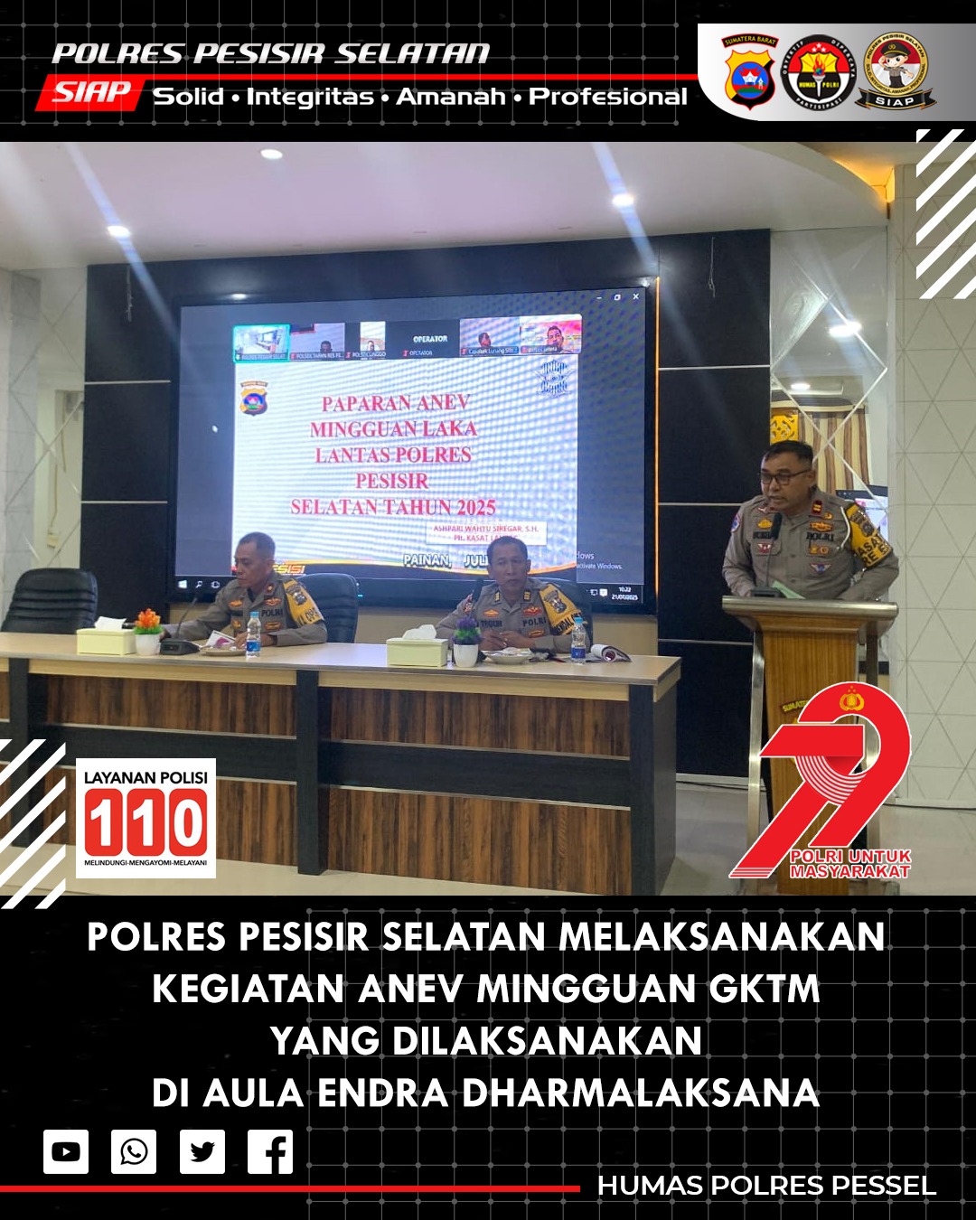 Polres Pesisir Selatan Gelar Anev Mingguan, Soroti Peningkatan Kasus dan Penuntasan Tunggakan Perkara