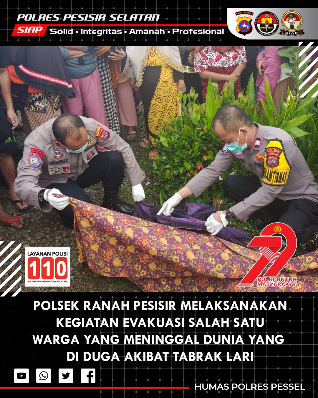 Polsek Ranah Pesisir Selidiki Dugaan Tabrak Lari yang Tewaskan Seorang Petani di Kayu Sebatang