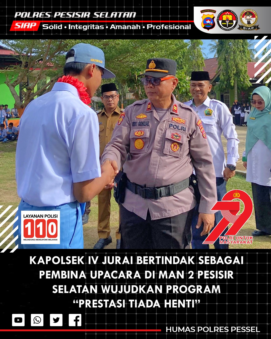 Kapolsek IV Jurai Jadi Pembina Upacara di MAN 2 Pesisir Selatan, Tekankan Kedisiplinan dan Jiwa Nasionalisme