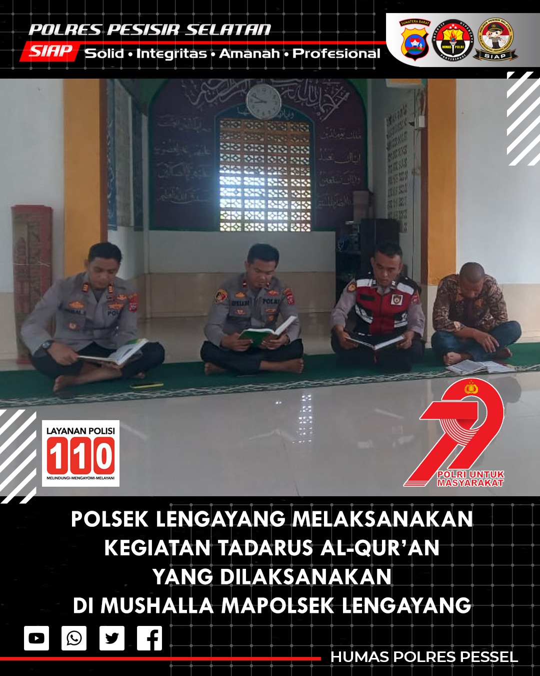 Polsek Lengayang Gelar Tadarus Al-Qur'an, Perkuat Keimanan Personel
