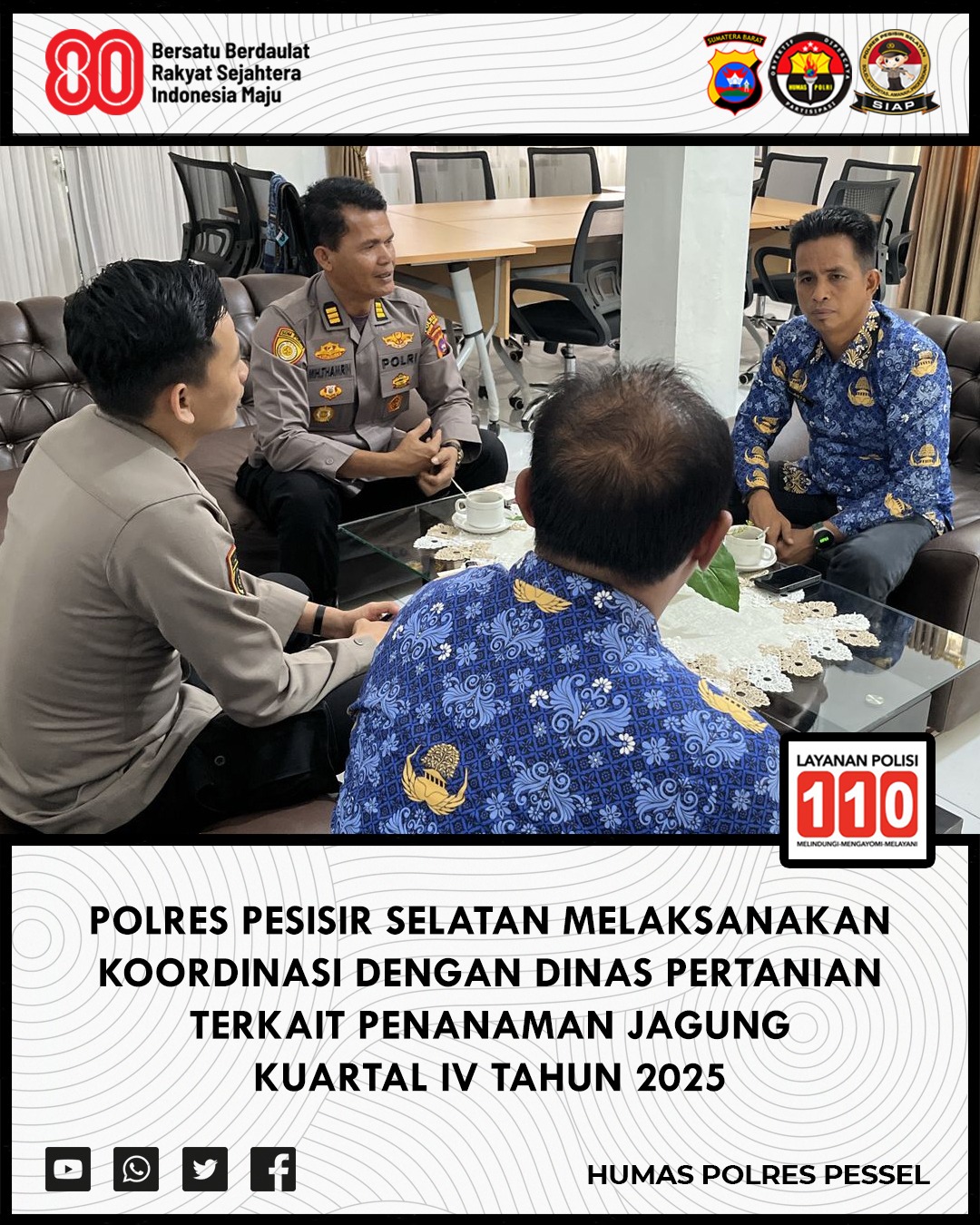 Dukung Ketahanan Pangan, Polres Pessel Koordinasi dengan Dinas Pertanian Siapkan Lahan Jagung